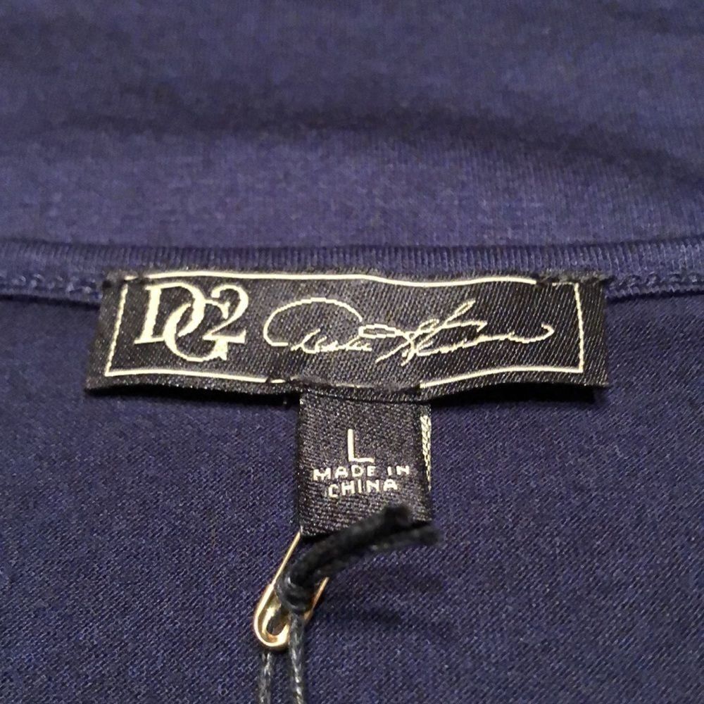 DG2 by Diane Gilman faux wrap long sleeve top in rich navy blue soft knit Size L - Picture 8 of 12